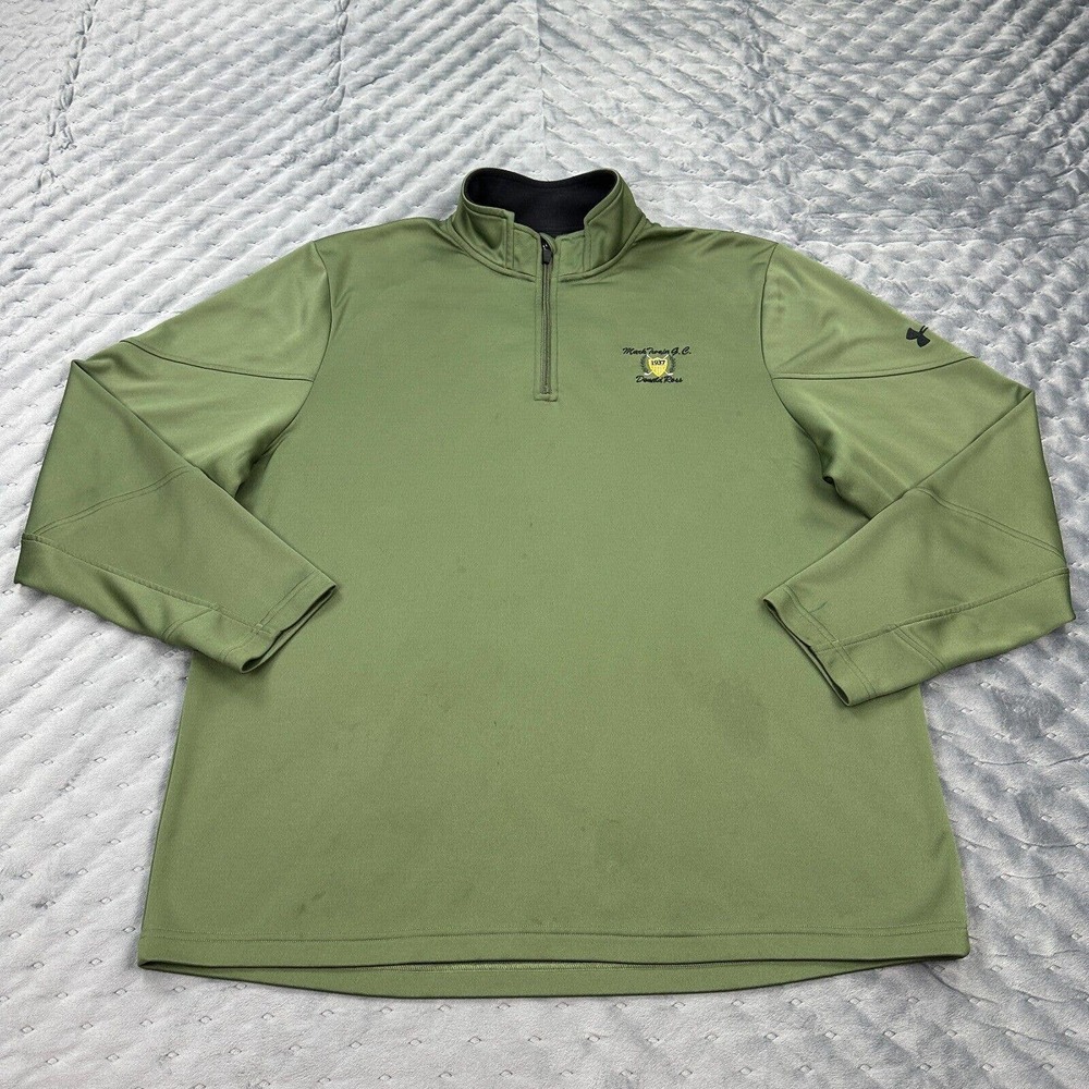 UA Under Armour Jacket Men XL Green Polyester Loose 1/4 Zip Running Golf Outdoor